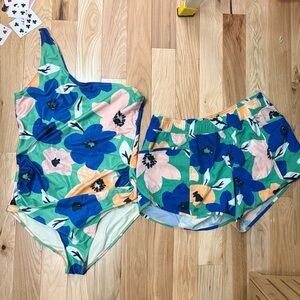 Nani swimwear sea floral one piece and hybrid adventure short